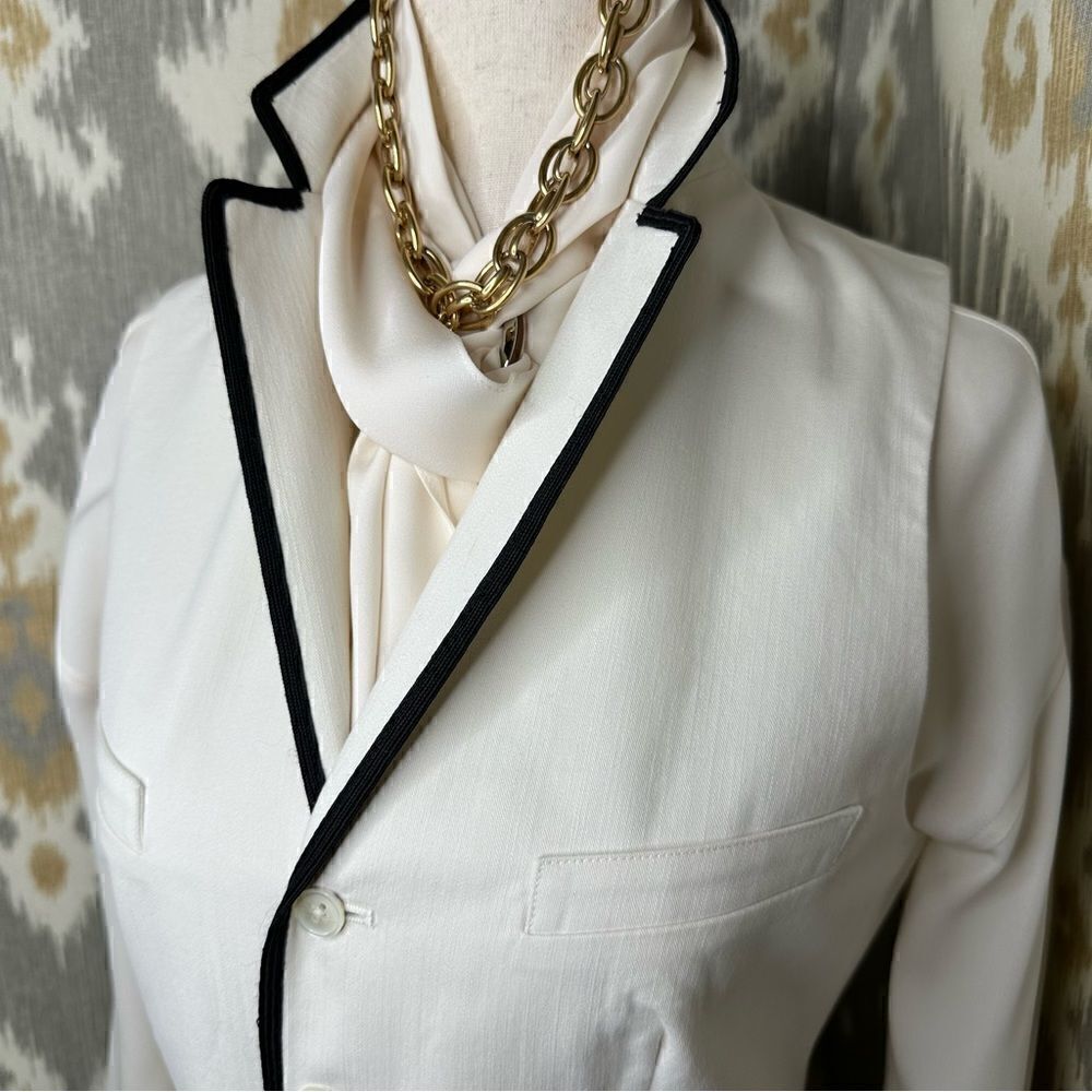 Ralph Lauren Cream with Black Trim Brushed Moleskin Cotton Waist Coat Gilet Vest